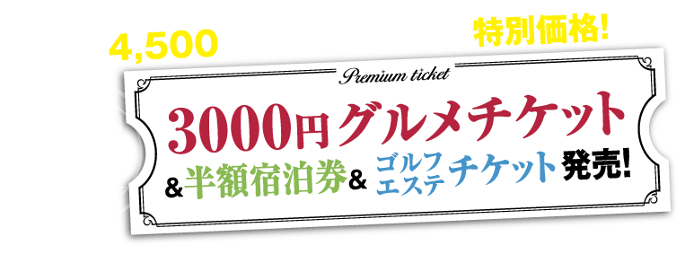 3000円グルメチケット＆お得な半額宿泊券発売！